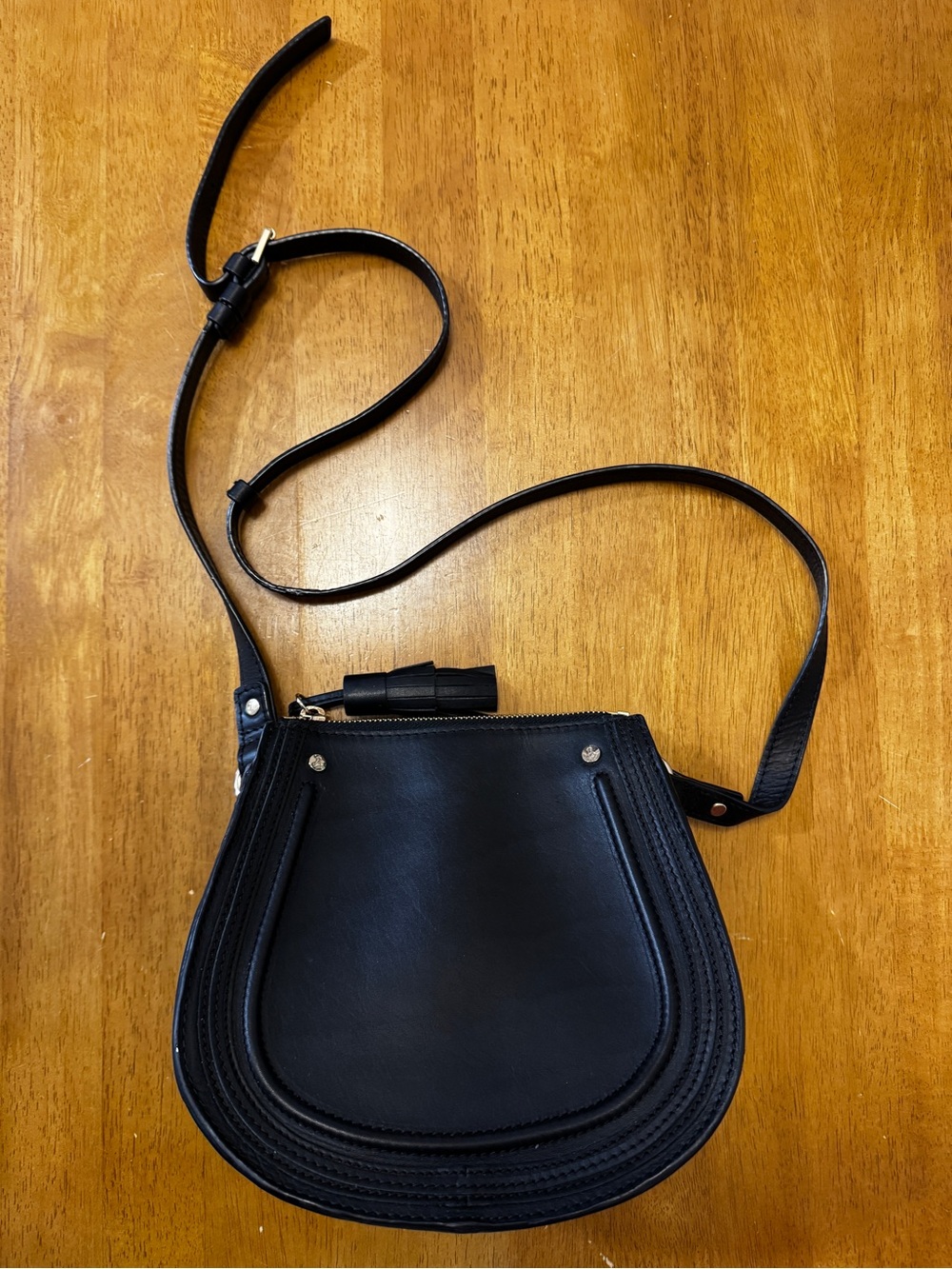 Boden Black Leather Crossbody Saddle Bag